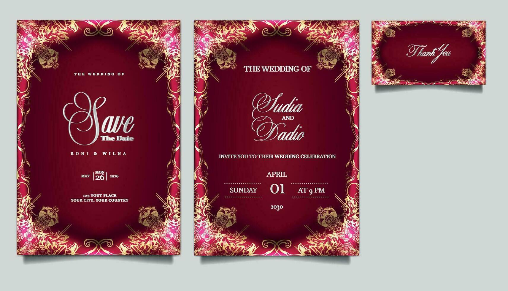 lujo elegante Boda invitación conjunto vector