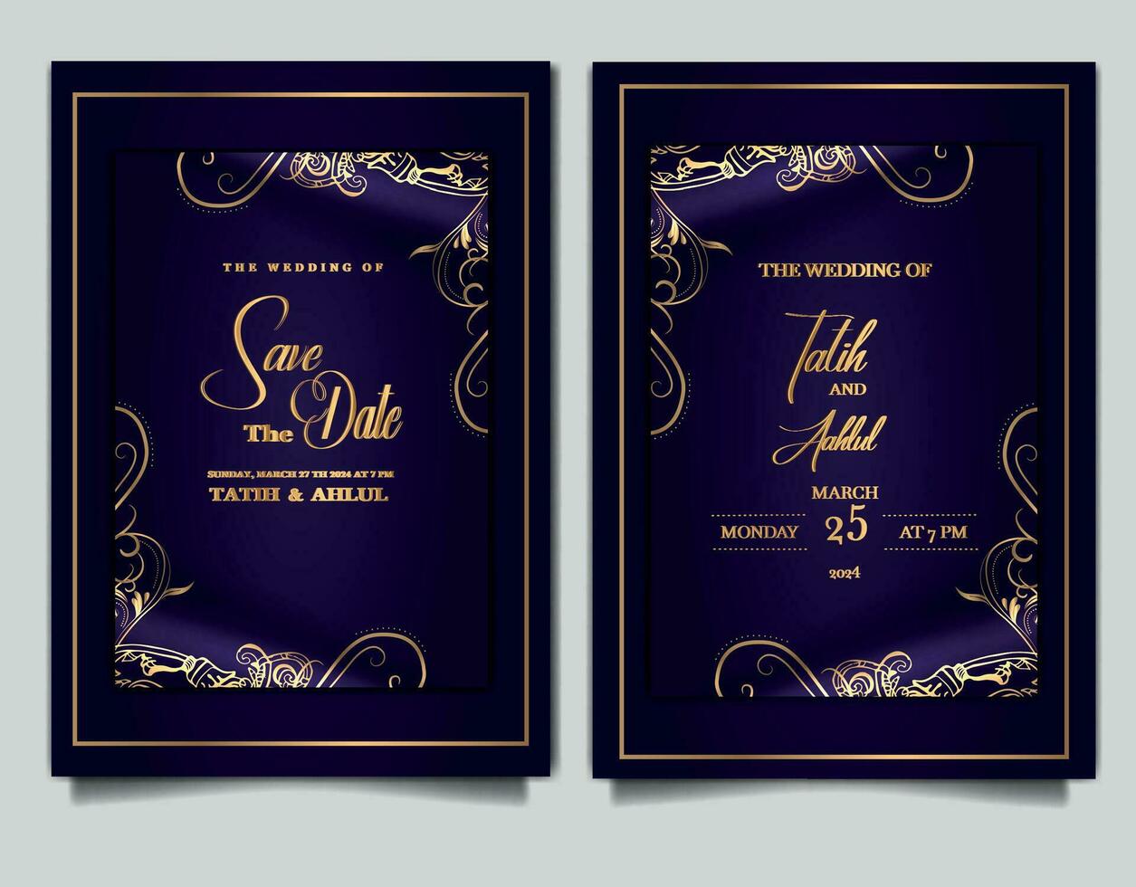 lujo Clásico Boda invitación conjunto vector