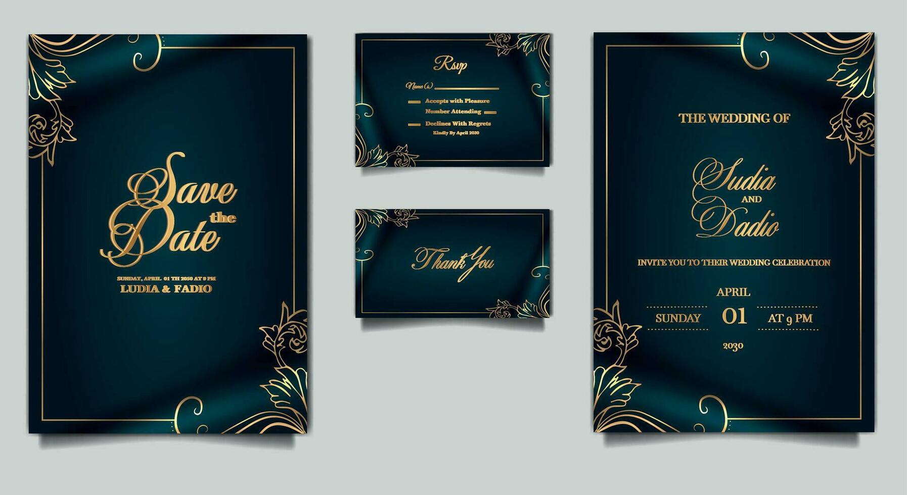 luxury wedding invitation cards vector