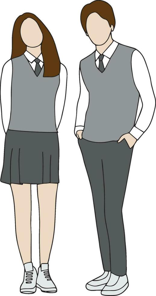 acortar Arte de un chico y niña en colegio uniformes vector