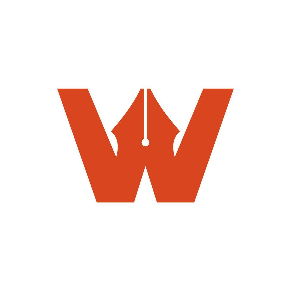 letter w and pen vector logo