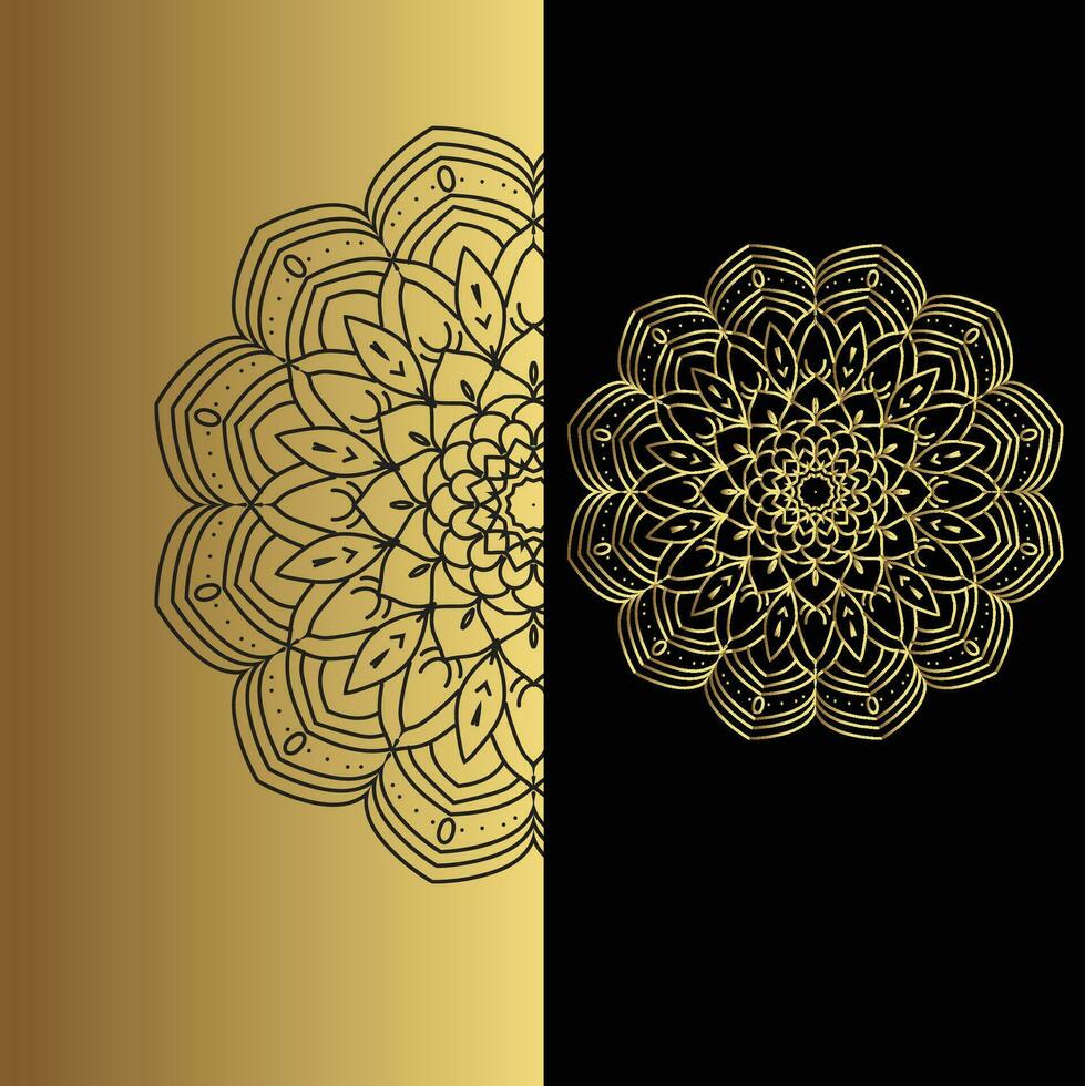 lujo ornamental mandala efecto diseño antecedentes en oro color vector