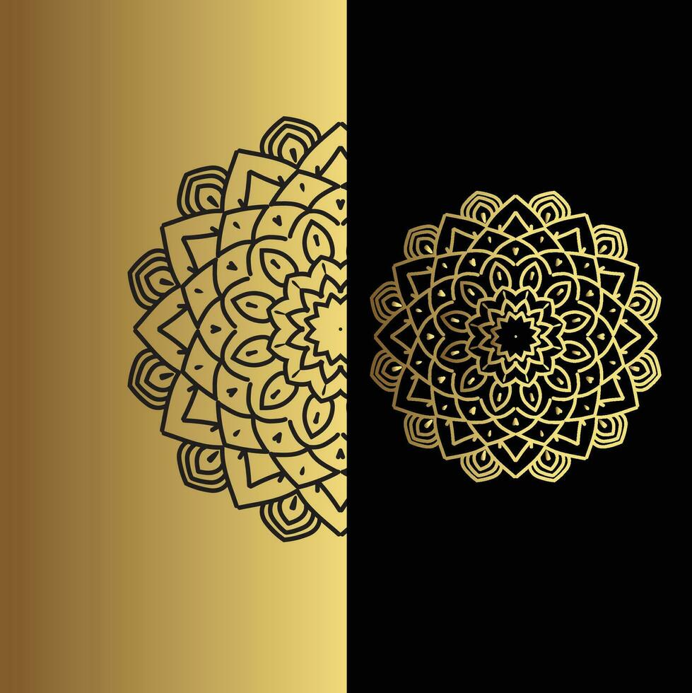 lujo ornamental mandala efecto diseño antecedentes en oro color vector