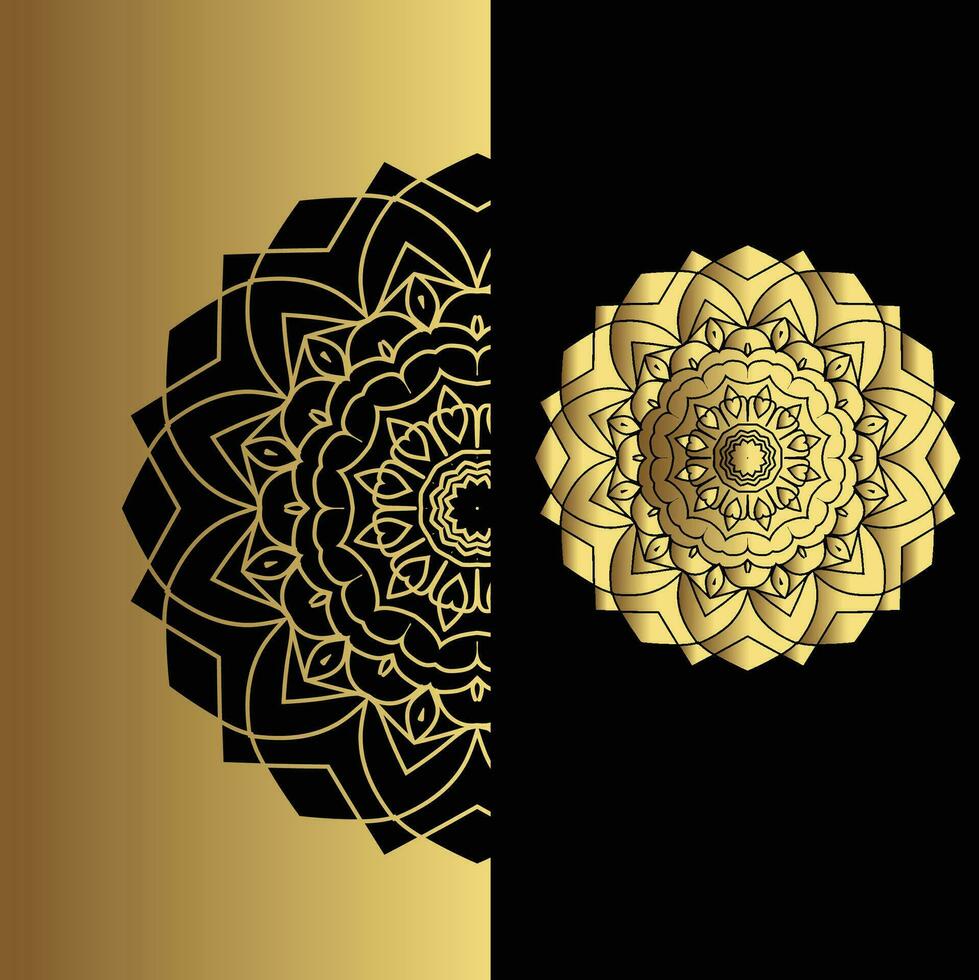 lujo ornamental mandala efecto diseño antecedentes en oro color vector