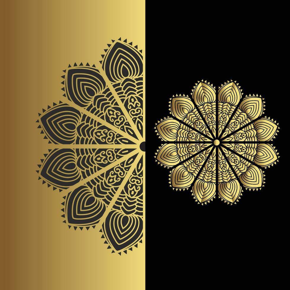 lujo ornamental mandala efecto diseño antecedentes en oro color vector