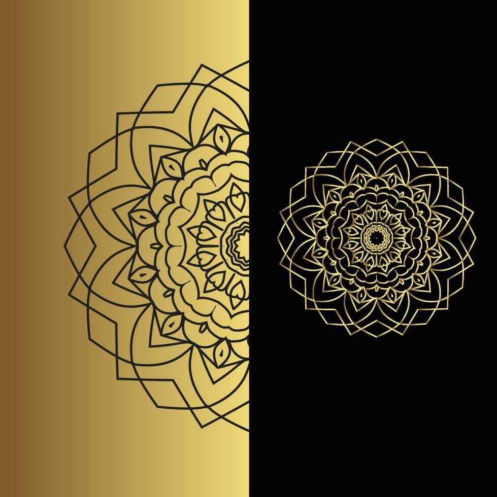 lujo ornamental mandala efecto diseño antecedentes en oro color vector