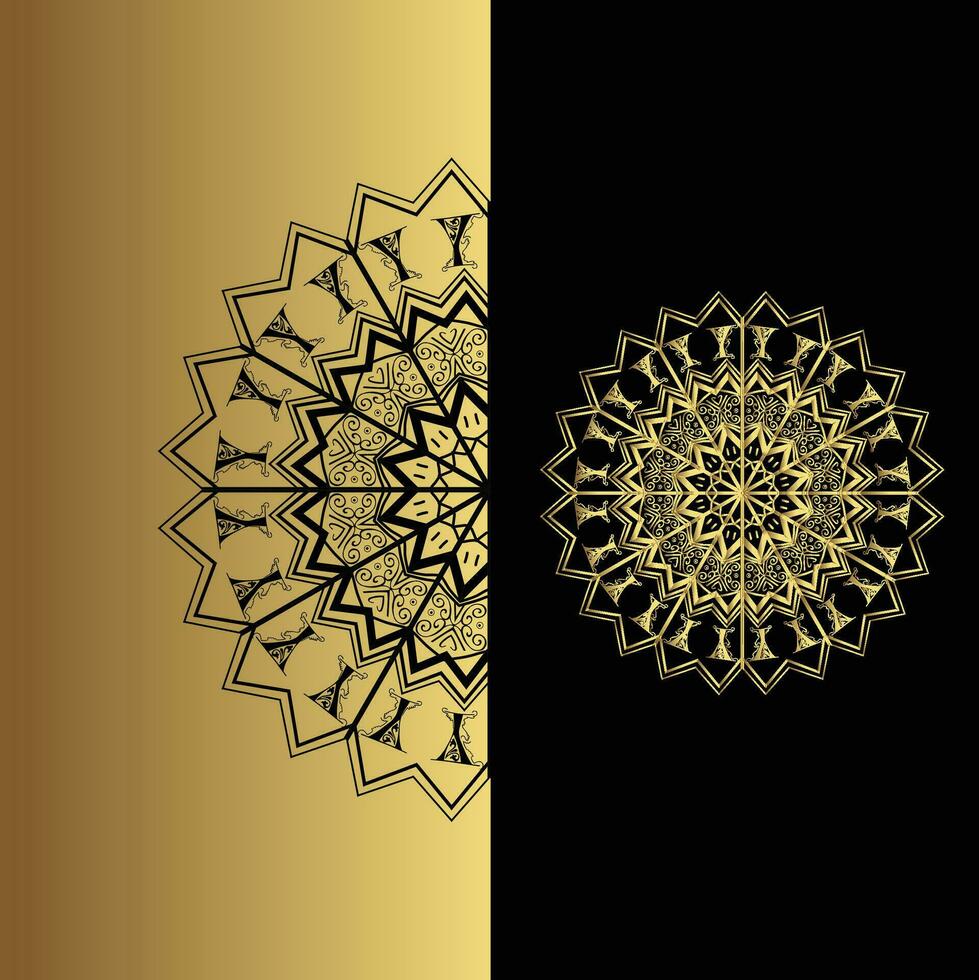 Luxury ornamental mandala effect design background in gold color vector