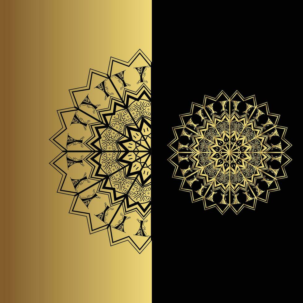 lujo ornamental mandala efecto diseño antecedentes en oro color vector