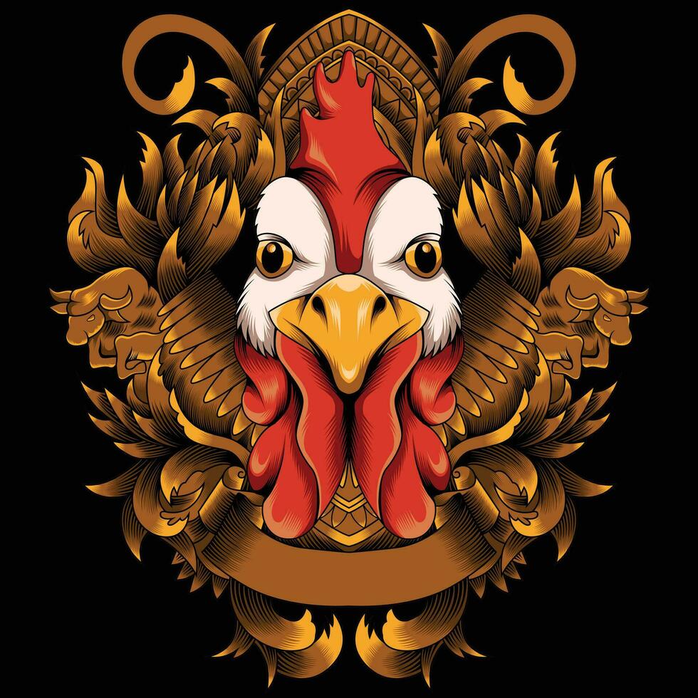 Rooster head vector illustration 27477649 Vector Art at Vecteezy
