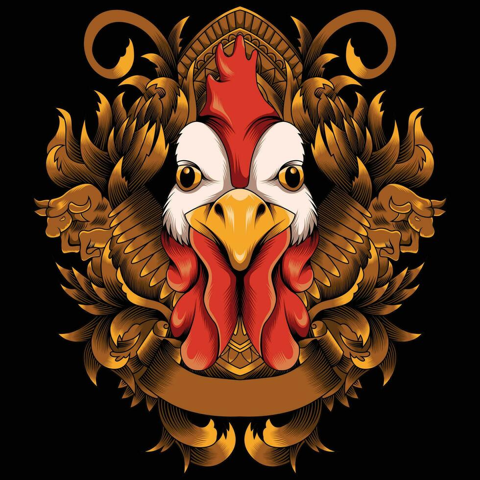 Ilustración de vector de cabeza de gallo