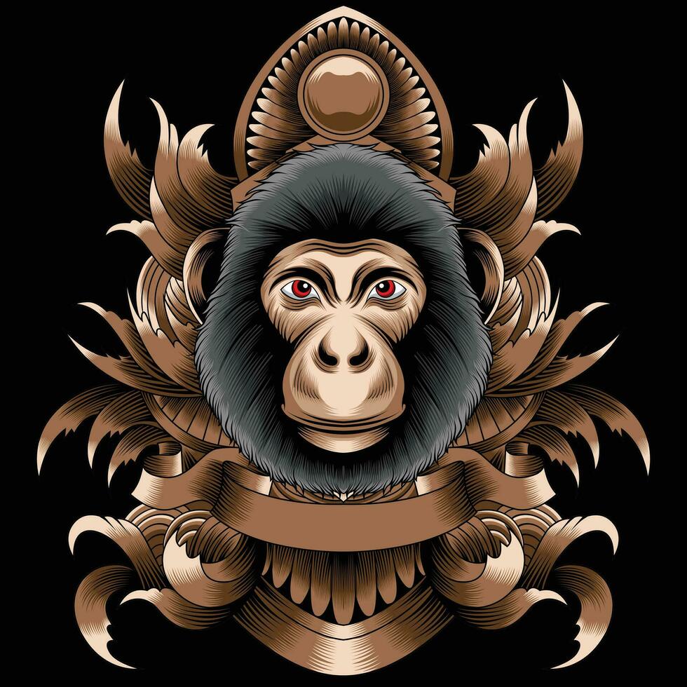 Monkey head vector illustration