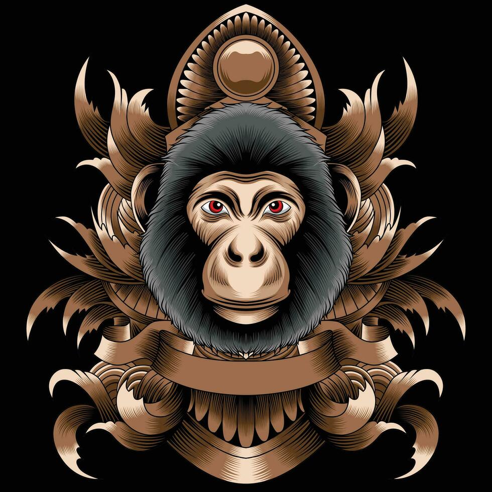 Monkey head vector illustration