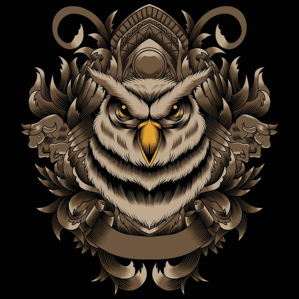 Owl head vector illustration