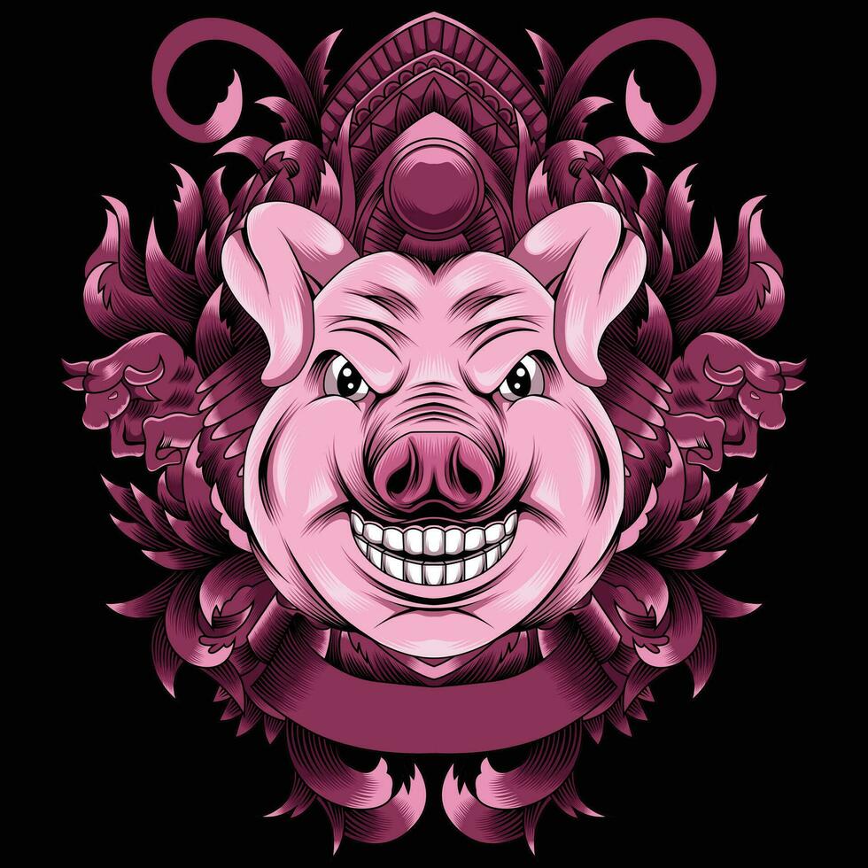 cerdo cabeza vector ilustración