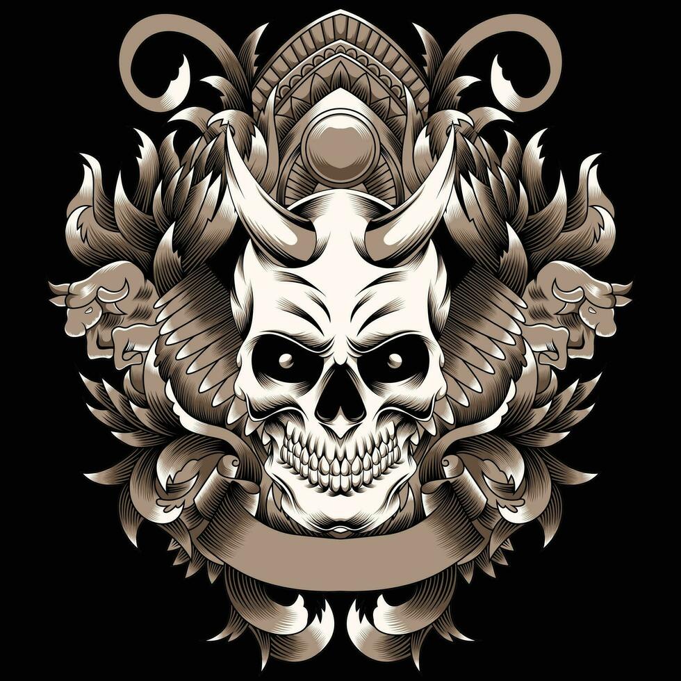 Skull with horns vector illustration