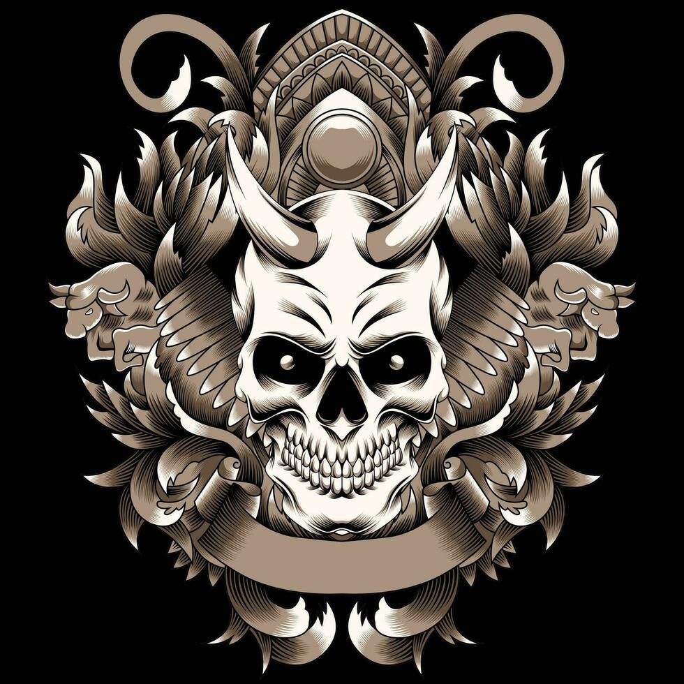 Skull with horns vector illustration