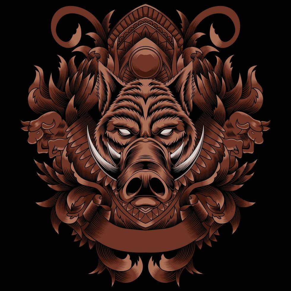 Wild hog vector illustration