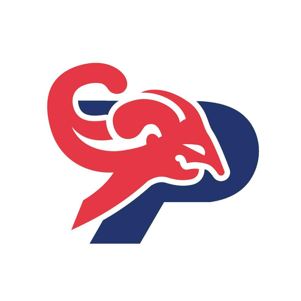 java puppet head letter P logo vector