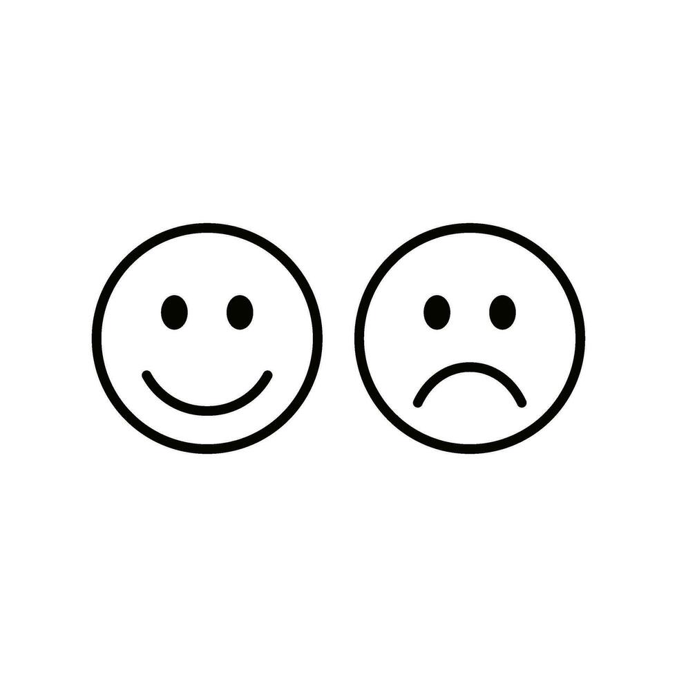 Happy smile and sad unhappy face icon vector