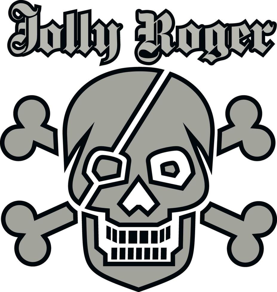 Pirat skull Jolly Roger, grunge vintage design t shirts vector