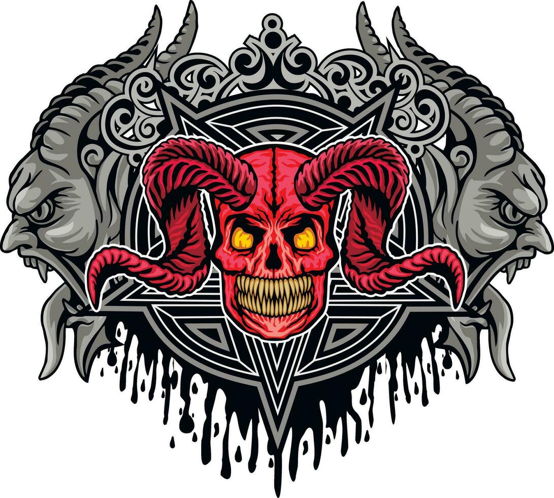 Gothic sign with skull, grunge vintage design t shirts vector