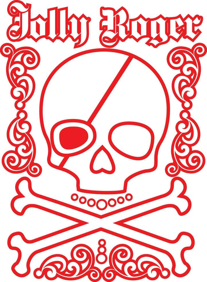 Pirat skull Jolly Roger, grunge vintage design t shirts vector