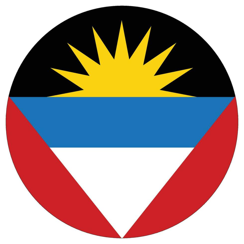 Antigua and Barbuda flag in circle, round shape vector
