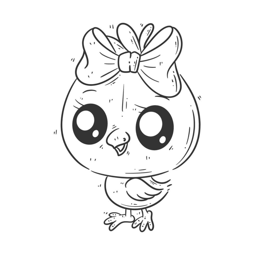 Cute bird wearing a hair band for coloring vector