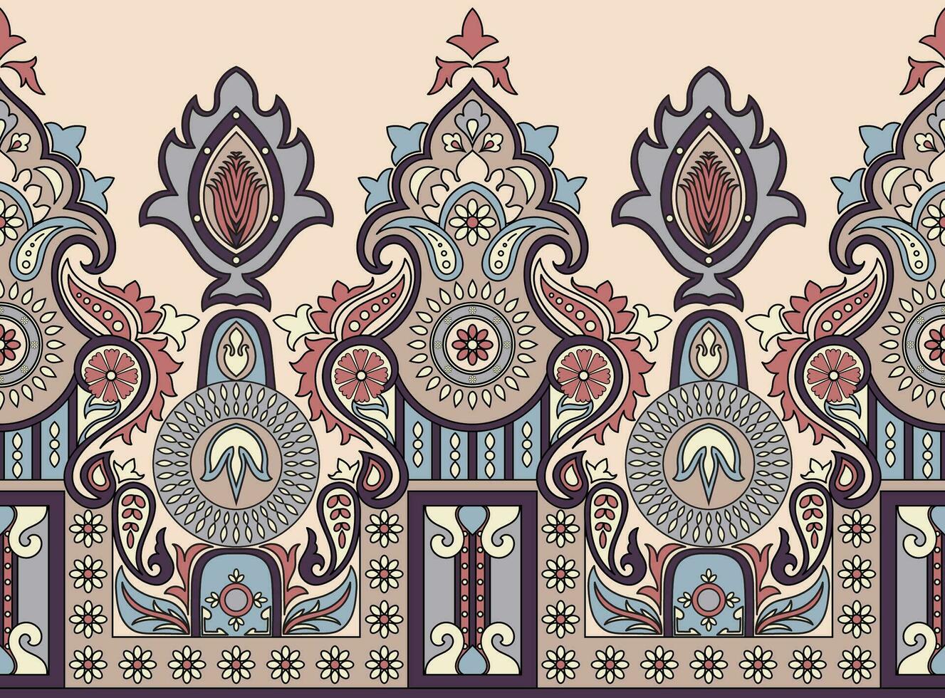 Abstract border. original vintage pattern Ethnic tribes. Seamless. Hand drawn quilling flowers. Carpet Borders, Woven Fabrics, Book Covers vector