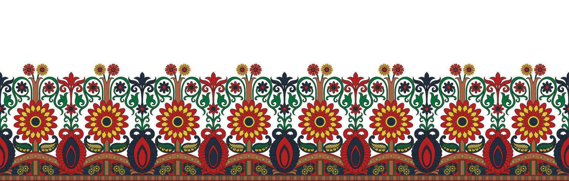 Vintage flower border. Paper decorative border. Embroidery. seamless flower vector