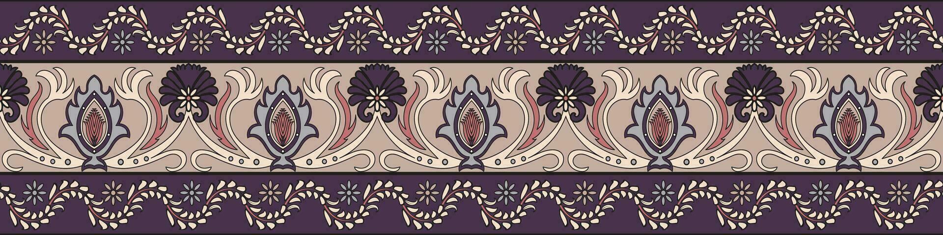 Abstract border. original vintage pattern Ethnic tribes. Seamless. Hand drawn quilling flowers. Carpet Borders, Woven Fabrics, Book Covers vector