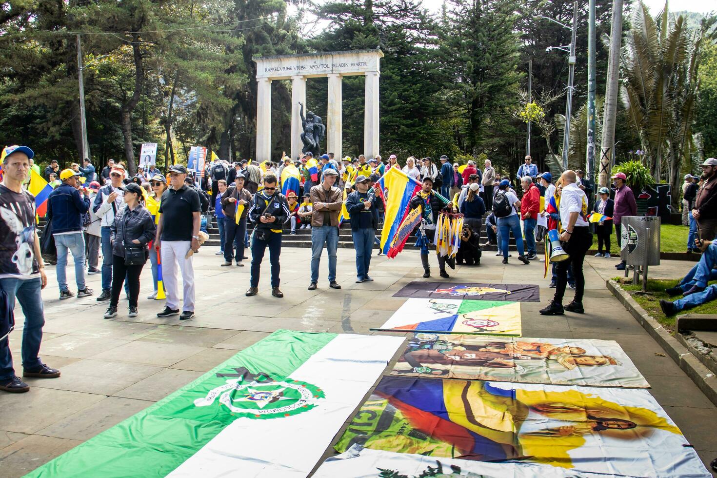 Bogota, Colombia, 16 August 2023. March asking for Gustavo Petro impeachment. Peaceful protest march in Bogota Colombia against the government of Gustavo Petro called La Marcha de la Mayoria. photo