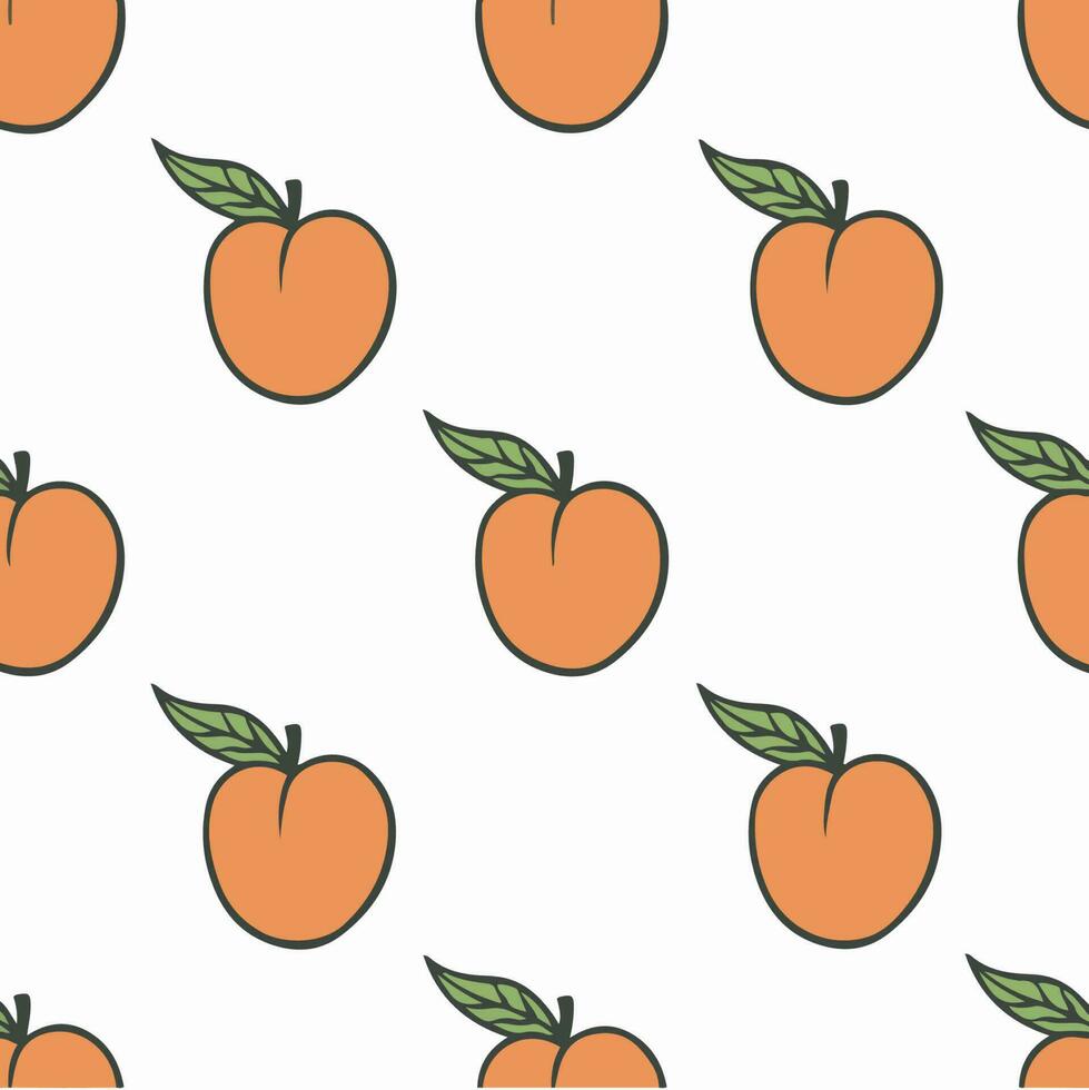 Peach Pattern Background. Social Media Post. Fruits Vector Illustration.