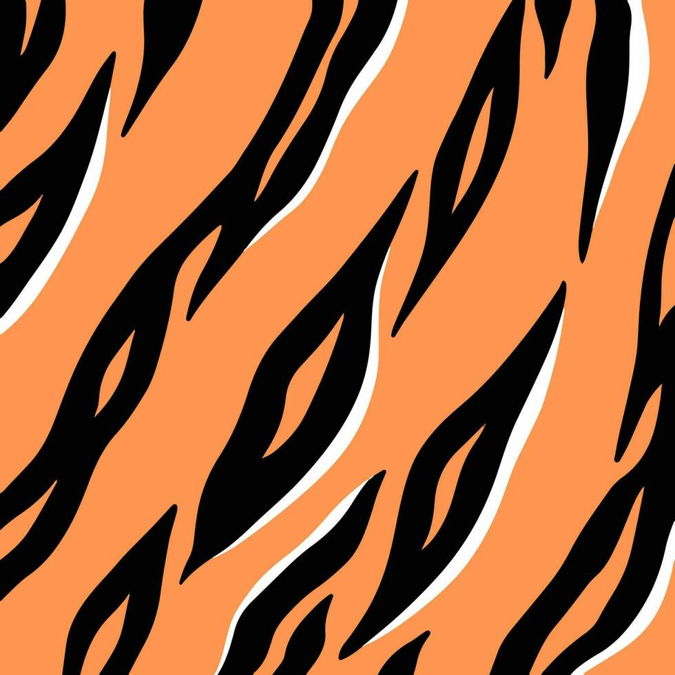 Tiger Pattern Background. Abstract Wild Animal Skin Print Design. Flat Vector Illustration.