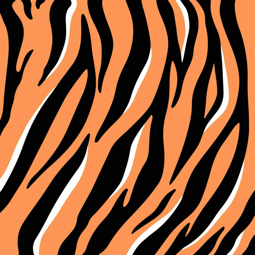 Tiger Pattern Background. Abstract Wild Animal Skin Print Design. Flat Vector Illustration.
