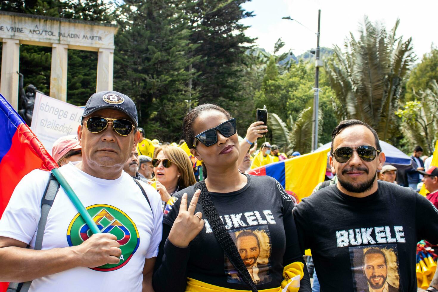 Bogota, Colombia, 16 August 2023. March asking for Gustavo Petro impeachment. Peaceful protest march in Bogota Colombia against the government of Gustavo Petro called La Marcha de la Mayoria. photo