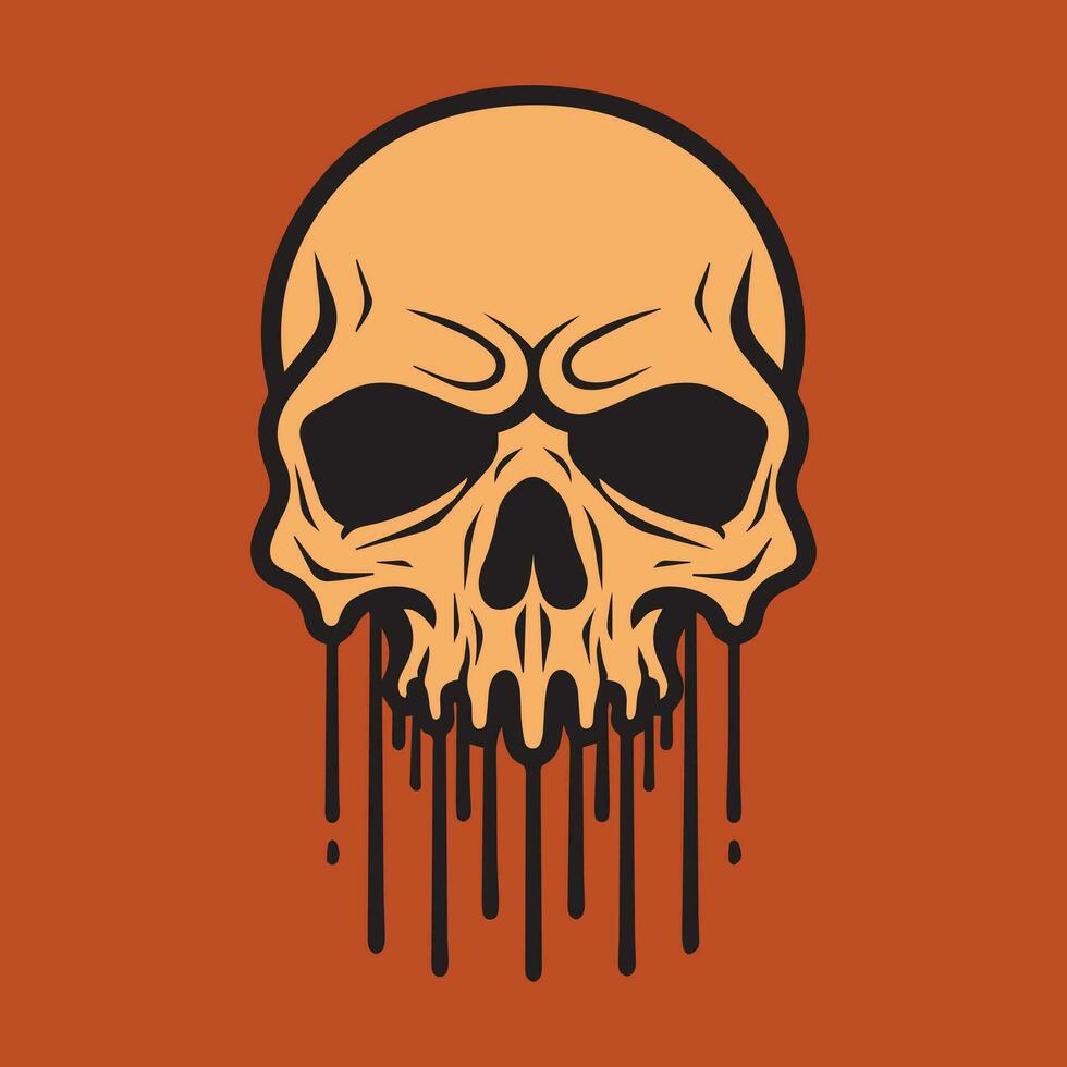 melted skull doodle illustration eps vector