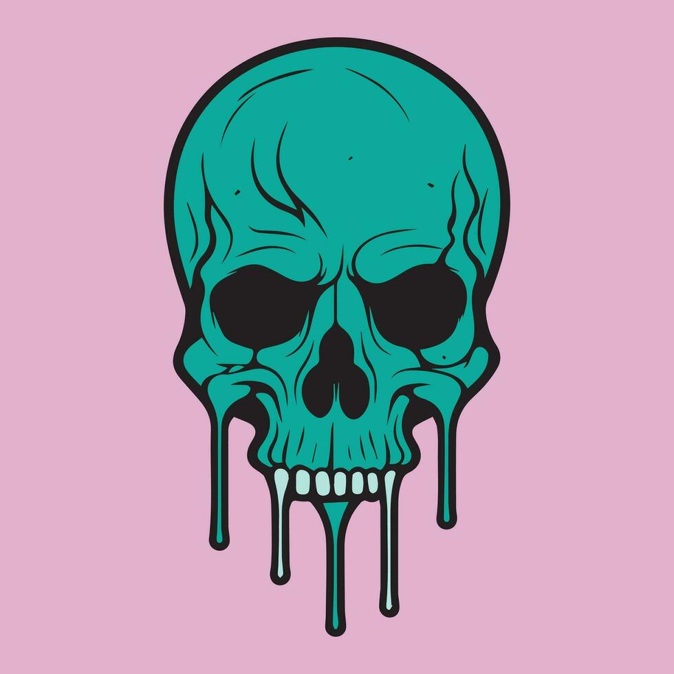 melted skull doodle illustration eps vector