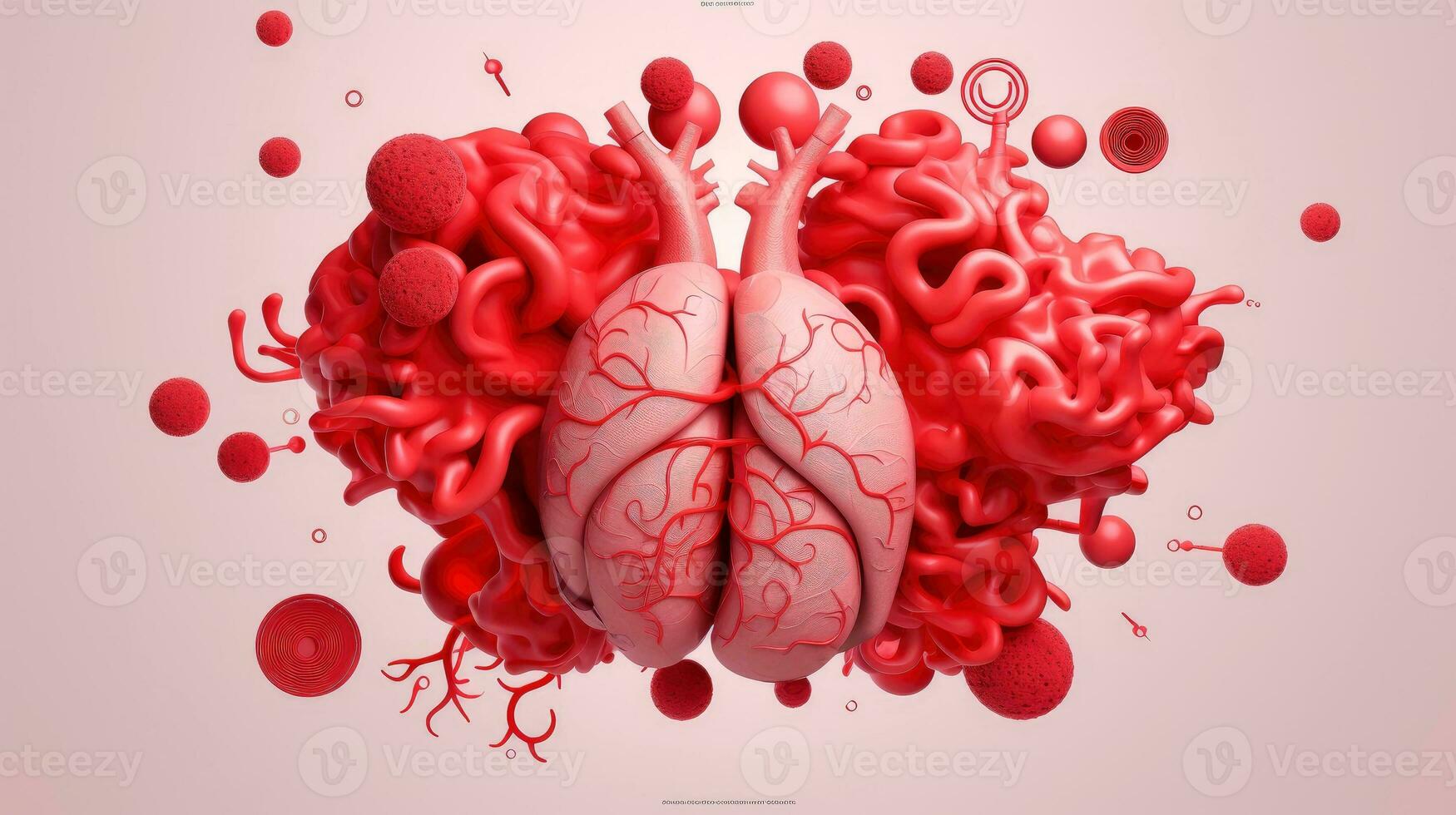 3D illustration mockup of the human organ system, Anatomy, Nervous, circulatory, digestive, excretory, urinary,and bone systems. Medical education concept, Generative AI illustration photo