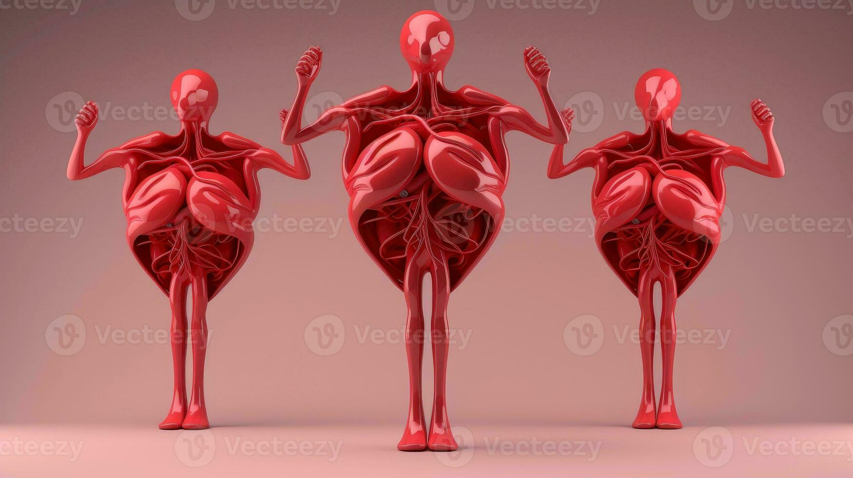 3D illustration mockup of the human organ system, Anatomy, Nervous, circulatory, digestive, excretory, urinary,and bone systems. Medical education concept, Generative AI illustration photo