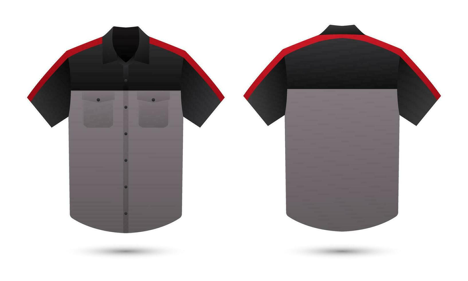 work shirt uniform mockup front and back view vector