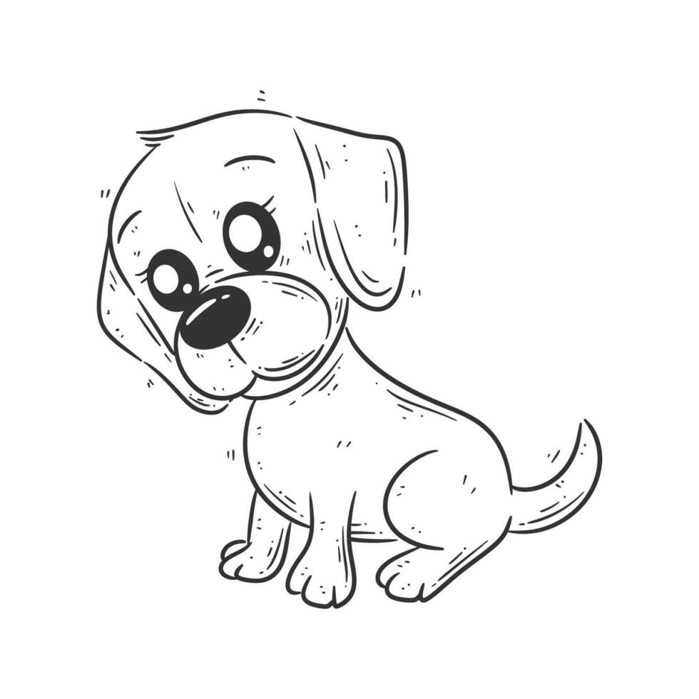 Cute puppy is sitting alone for coloring vector