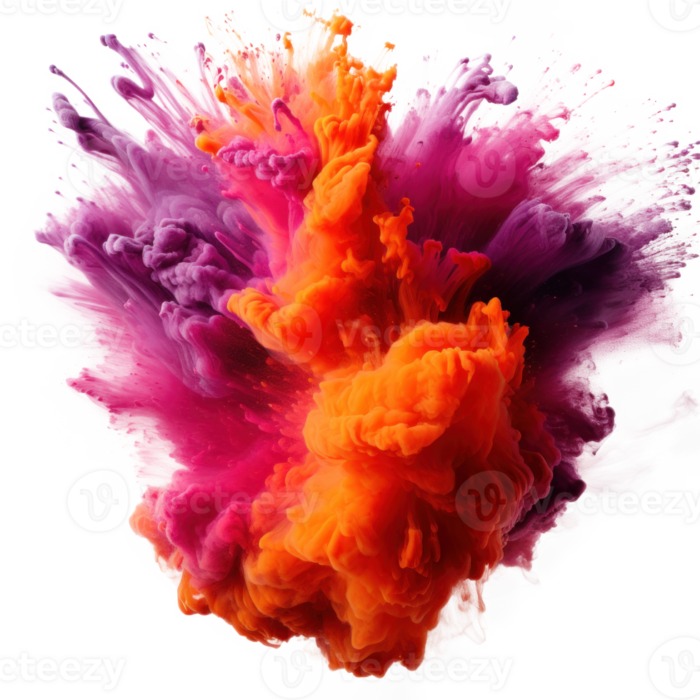 Pink Holi paint splash isolated. png