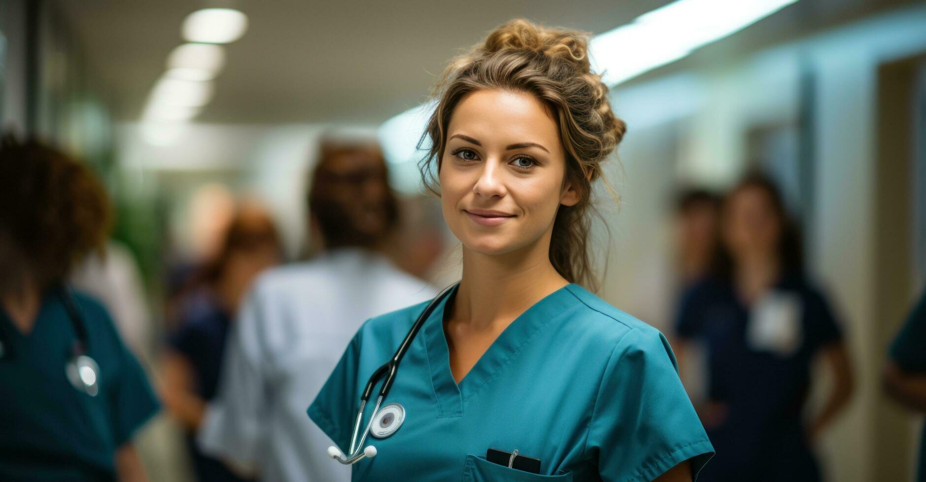 medico cosas en azul uniforme foto