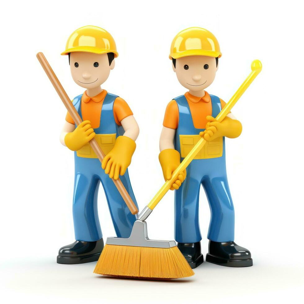 two cleaning workers. photo