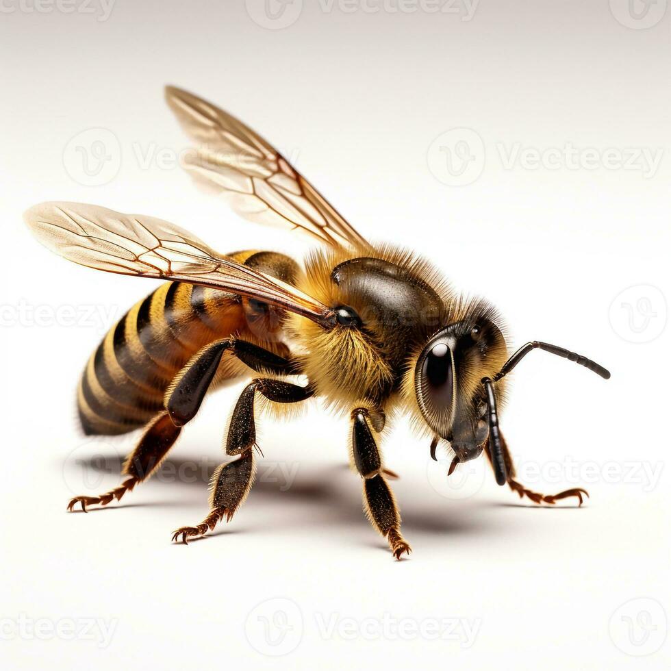 hermosa salvaje bestia abeja mirando adelante es mostrado en lleno longitud, ai generado foto