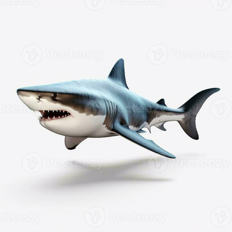 Beautiful big wild shark looking forward is shown in full length, Ai generated photo