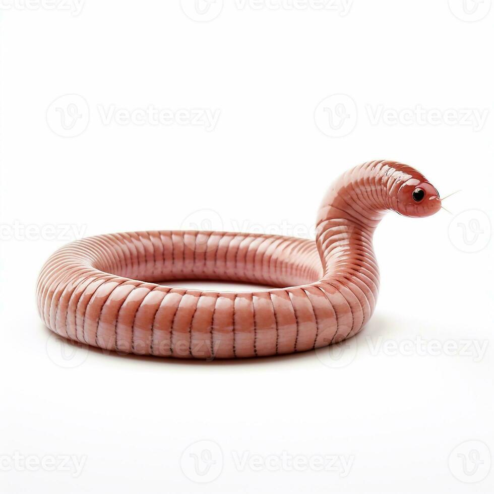 Beautiful big wild earthworm looking forward is shown in full length, Ai generated photo