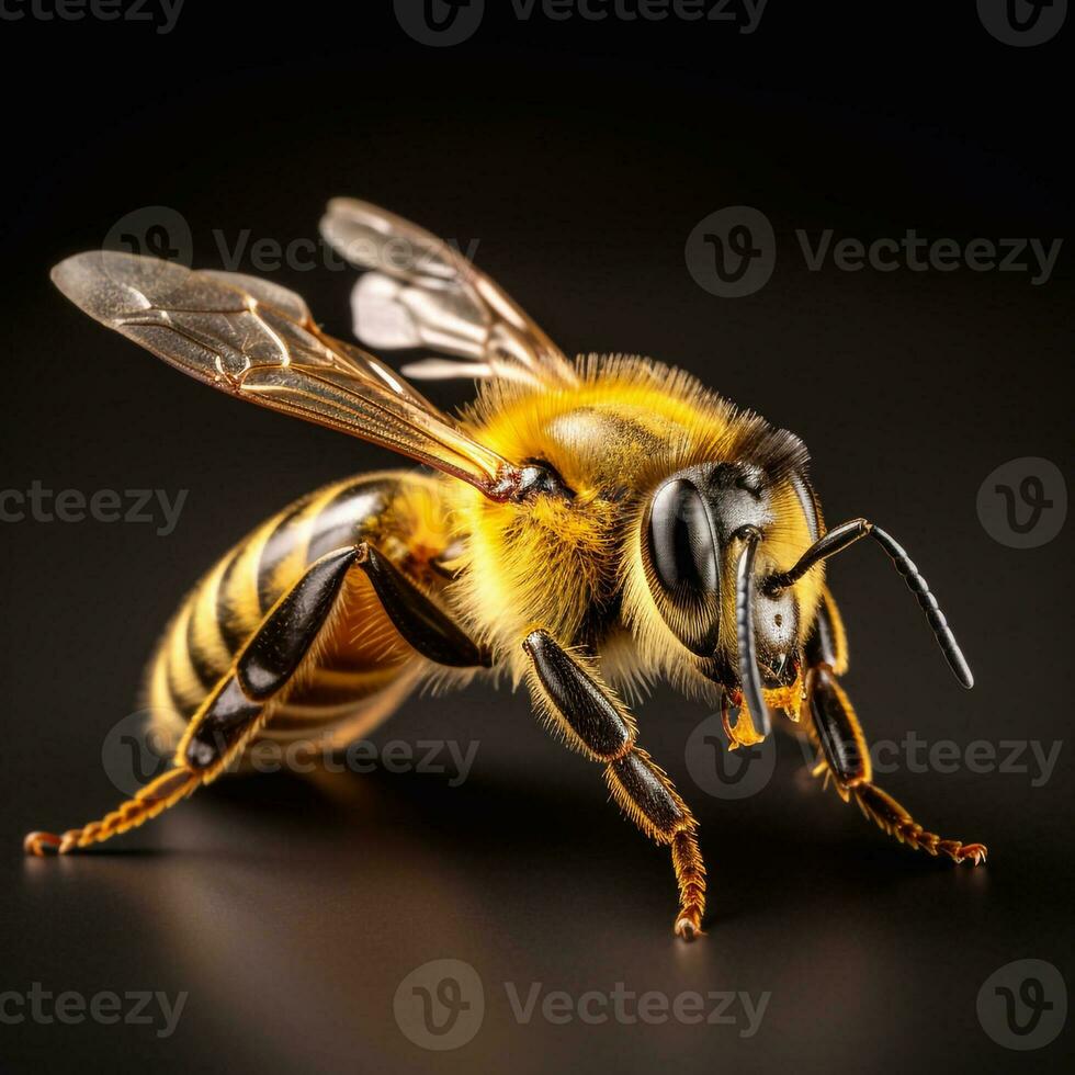 hermosa salvaje bestia abeja mirando adelante es mostrado en lleno longitud, ai generado foto