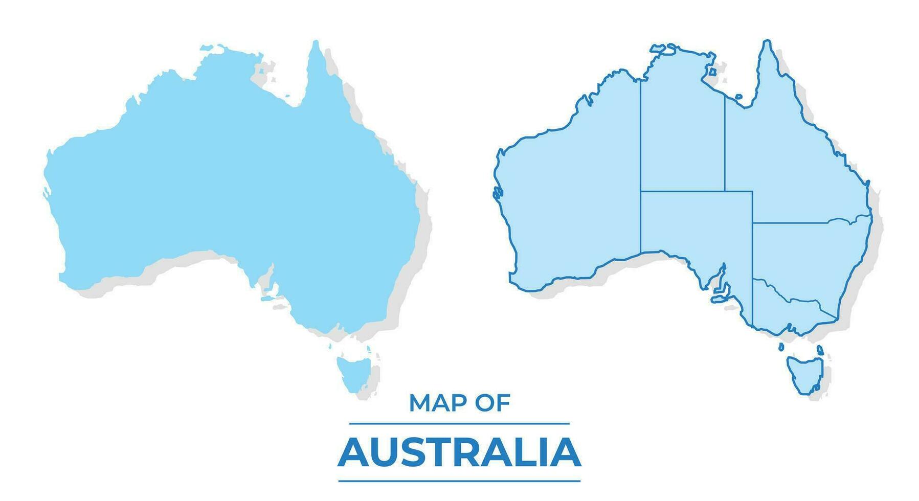 Vector Australia map set simple flat and outline style illustration